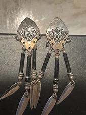 Estate Find Vintage Sterling Earrings Studded Dangling Unique Design