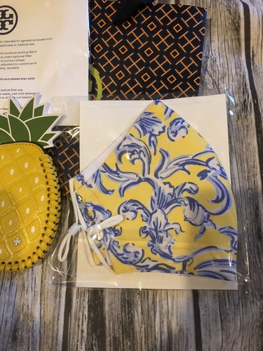 Tory Burch Pineapple Key Fob Clip On Coin Purse Bag Fob Small Holder Mask New - Picture 6 of 7