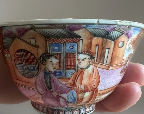 Antico set mandarino cinese, 2 ciotole da tè, 1 piattino e 1 tazza da caffè, XVIII secolo - Foto 17 di 24