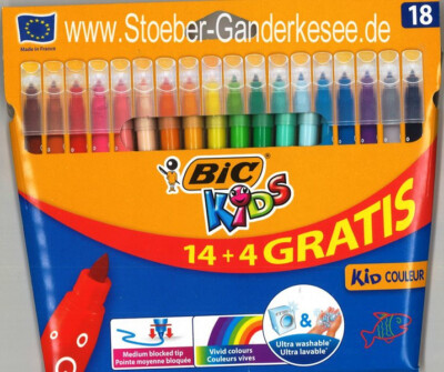 Filzstifte Bic Kid Couleur farbige  14 + 4 Stück Gratis für Kinder NEU & OVP