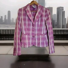 Moschino cheap and chic Italian Blazer Womens Size 8 Plaid White Lavender Career