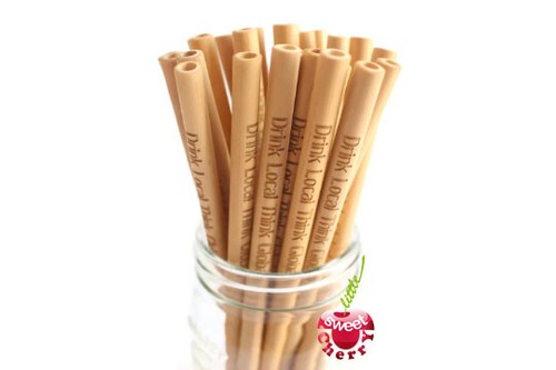 100 pajitas de bambú personalizadas, paja reutilizable, pajitas de boda, favores de boda - Imagen 3 de 11