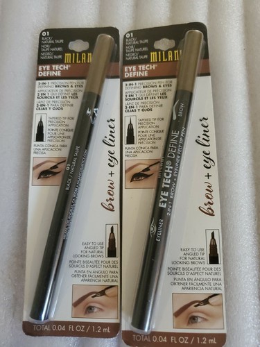 2 Milani Eye Tech Define 2 in 1 Brow & Eye Liner- 01 BLACK/NATURAL TAUPE - Picture 4 of 5
