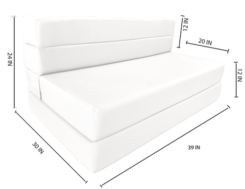 Twin Lounger Folding Foam Mattress, Portable Sofa Bed Sit Sleep 6x39x80 White - Bild 2 von 7