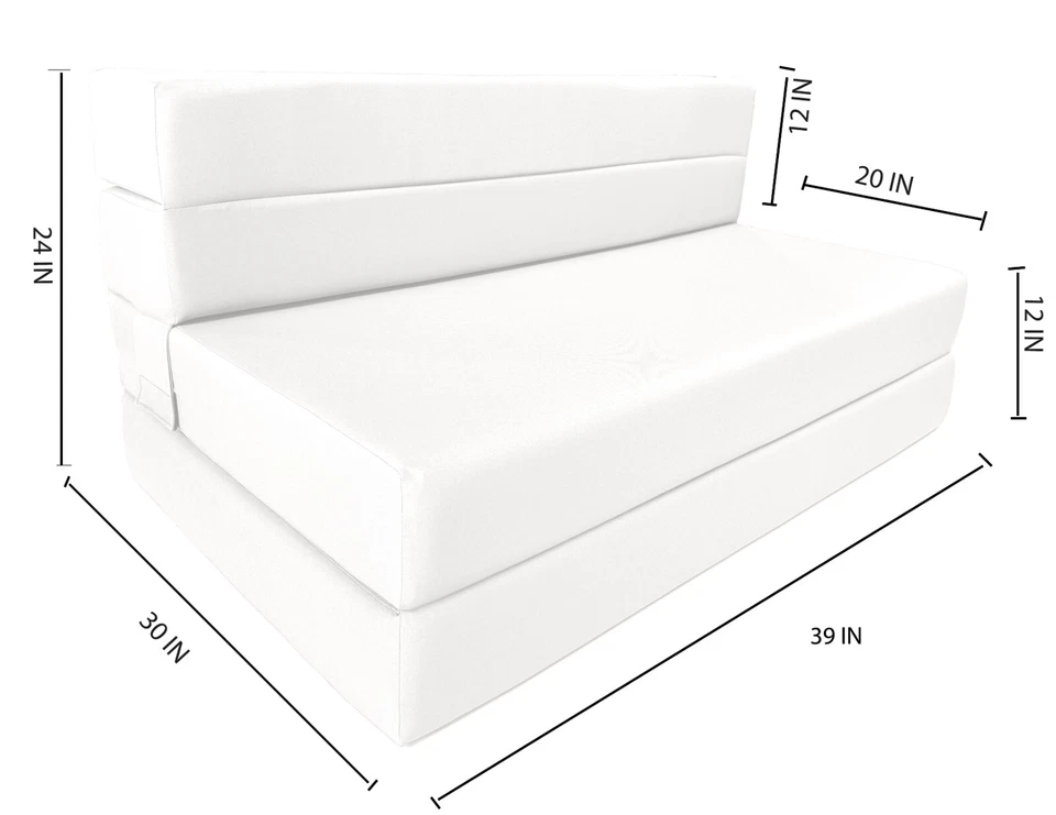 Colchón de espuma plegable para tumbona doble, sofá cama portátil para sentarse a dormir 6x39x80 blanco Foto 2 de 4