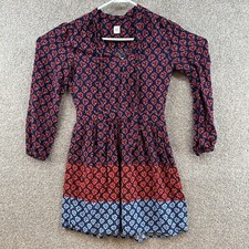 GAP Women's Dress Size 4 Petite Blue Red Floral Print Long Sleeve