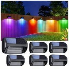 Solar Fence Lights Outdoor, Solar Lights Outdoor Waterproof with Cool White/RGB
