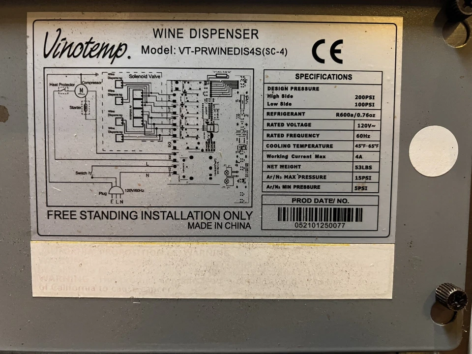 Dispensador de vino de cuatro botellas Vinotemp acero inoxidable VT-PRWINEDIS4S (SC-A) Foto 3 de 4