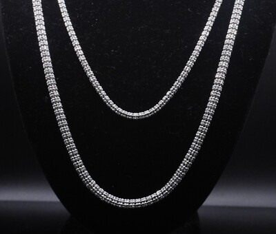 Halskette 14 Karat Weißgold Diamantschliff 4 mm Eis Gliederkette Unisex