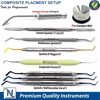 Dental Tooth Care Composite Resin Placement Kit Spatula Scalers Carrier Syringe
