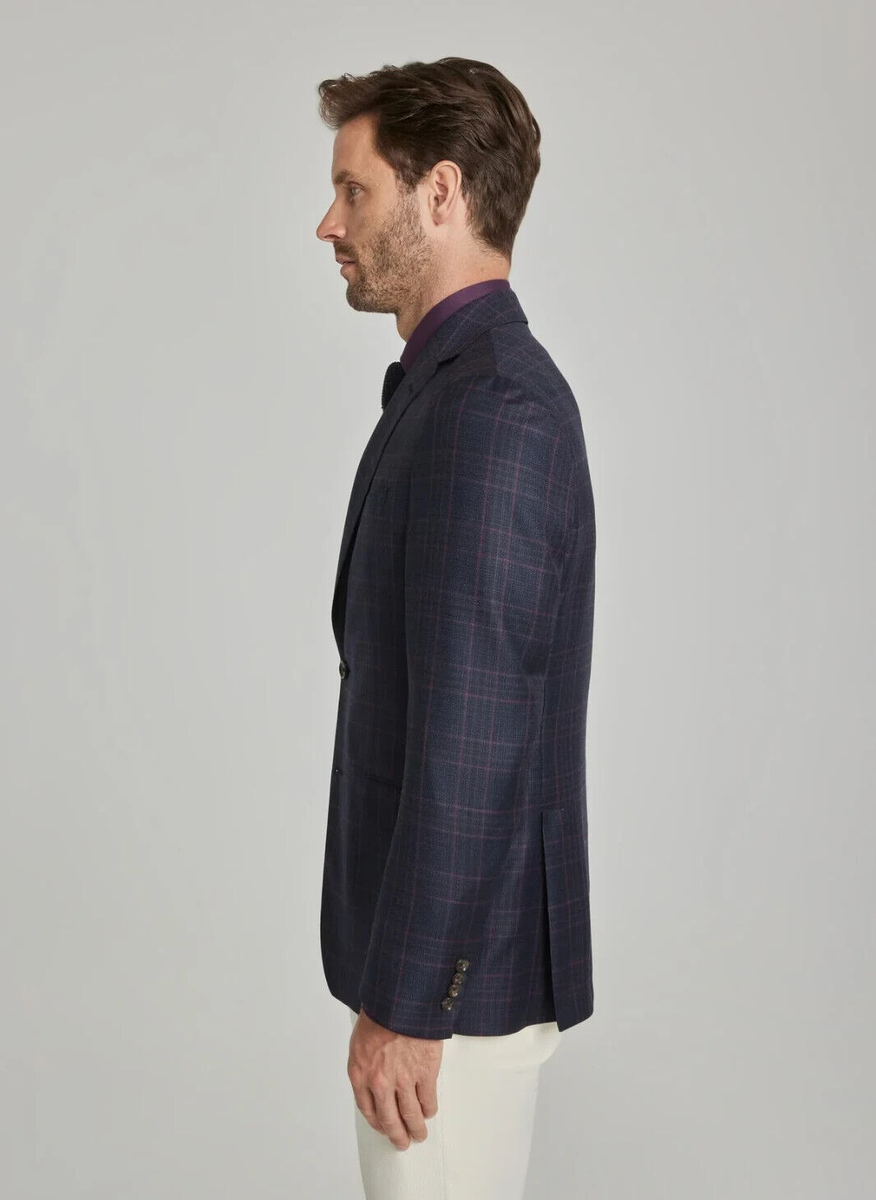 JACK VICTOR Midland Super 130's Wool Navy Plaid Sport Coat JACK VICTOR Midland Super 130's Wool Navy Plaid Sport Coat