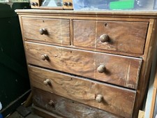 Antique/vintage large chest of drawers used. Dimension H 47ins L 47ins W 20 ins