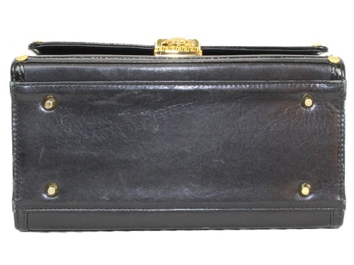 Gianni Versace Hand Bag Box Black Gold Hardware Leather Japan Used - Picture 3 of 18
