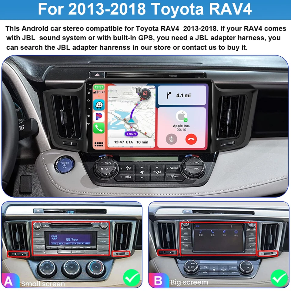 Для Toyota RAV4 2013 2014 2015 2016 2017 Android12 автомобильное стерео радио WIFI GPS DSP - Изображение 3 из 4