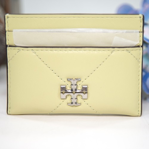 Tory Burch Pear Green Leather Kira Quilted Logo Card Case Mini Wallet NWT - Picture 2 of 9