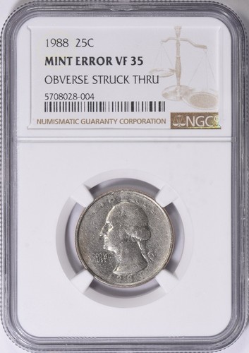 WOW! Dig this Struck-Thru ERROR! 1988 Washington Qtr NGC VF35... - Picture 2 of 3