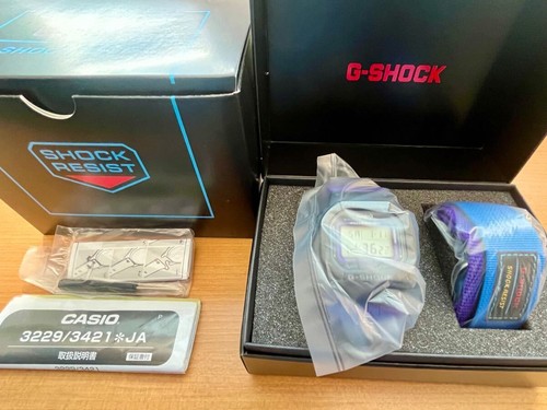 New Casio G-Shock DW-5600THS-1JR Throwback 1990s Black Purple Blue Set with Box - Picture 3 of 5