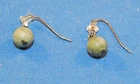 Vintage Olive Green Matte Round Drop Dangle Earrings 3/8" diameter