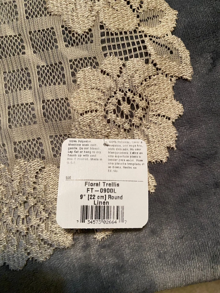 Heritage NUEVO #FT-0900L ENREJADO FLORAL 9" Dolly Redondo Juego de 3 unidades, color crudo Foto 3 de 3