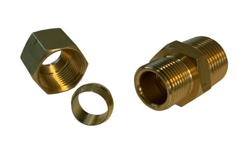 Adapter Compressor Pneumatic 1/8 NPT Size 3/8 Compression Tube Union Connector - Picture 2 of 2