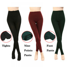 Women's Winter Warm Fleece Lined Thick Thermal Full Foot Tights Pants Stocking A