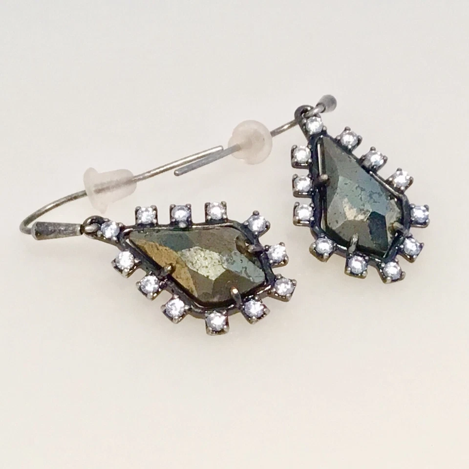 НОВЫЙ БЕЗ ЯРЛЫКОВ KENDRA SCOTT ИЮНЬ КОРИЧНЕВЫЙ ПИРИТ СМЕСЬ CZ СЕРЬГИ $75 - Изображение 3 из 3