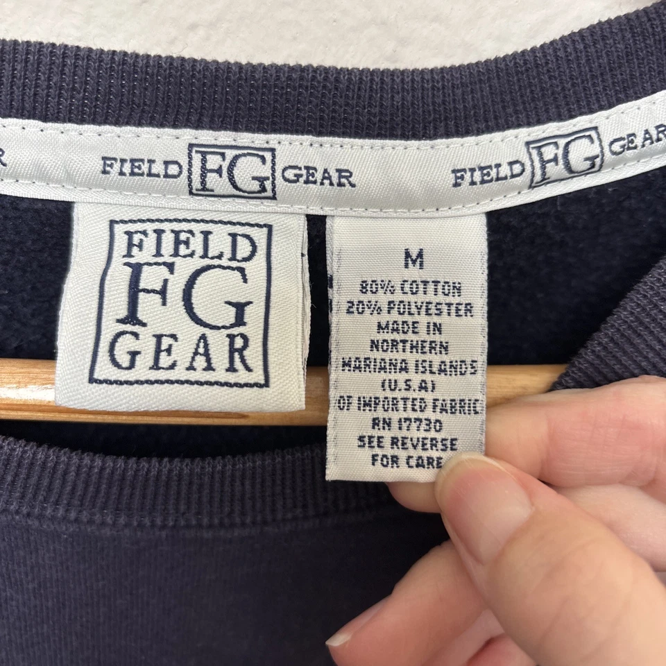 Винтажный свитшот 90-х Field Gear FG Crewneck мягкий однотонный темно-синий размер средний - Изображение 2 из 4