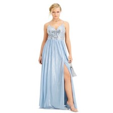 CITY STUDIO Blue Spaghetti Strap Full-Length Prom Dress Size 1