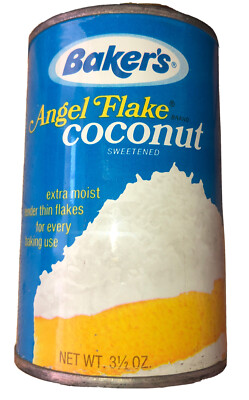 Well-Preserved General Foods Baker s Angel Flake Coconut 3.5 oz. 1960 s *Sealed*