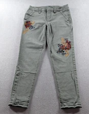 Jag Jeans Women's Pants Green Size 4/27 Boyfriend Embroidered Floral Mid Chino