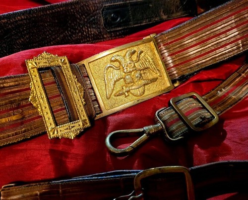 GOLD ORNATE MASONIC Antique 32nd DEGREE SWORD-BELT Classic SCOTTISH RITE SYMBOLS - Picture 18 of 21