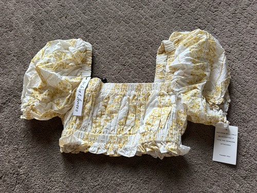 For Love & Lemons Women’s Yellow Floral Crop Top Size S - 第 1/4 張圖片