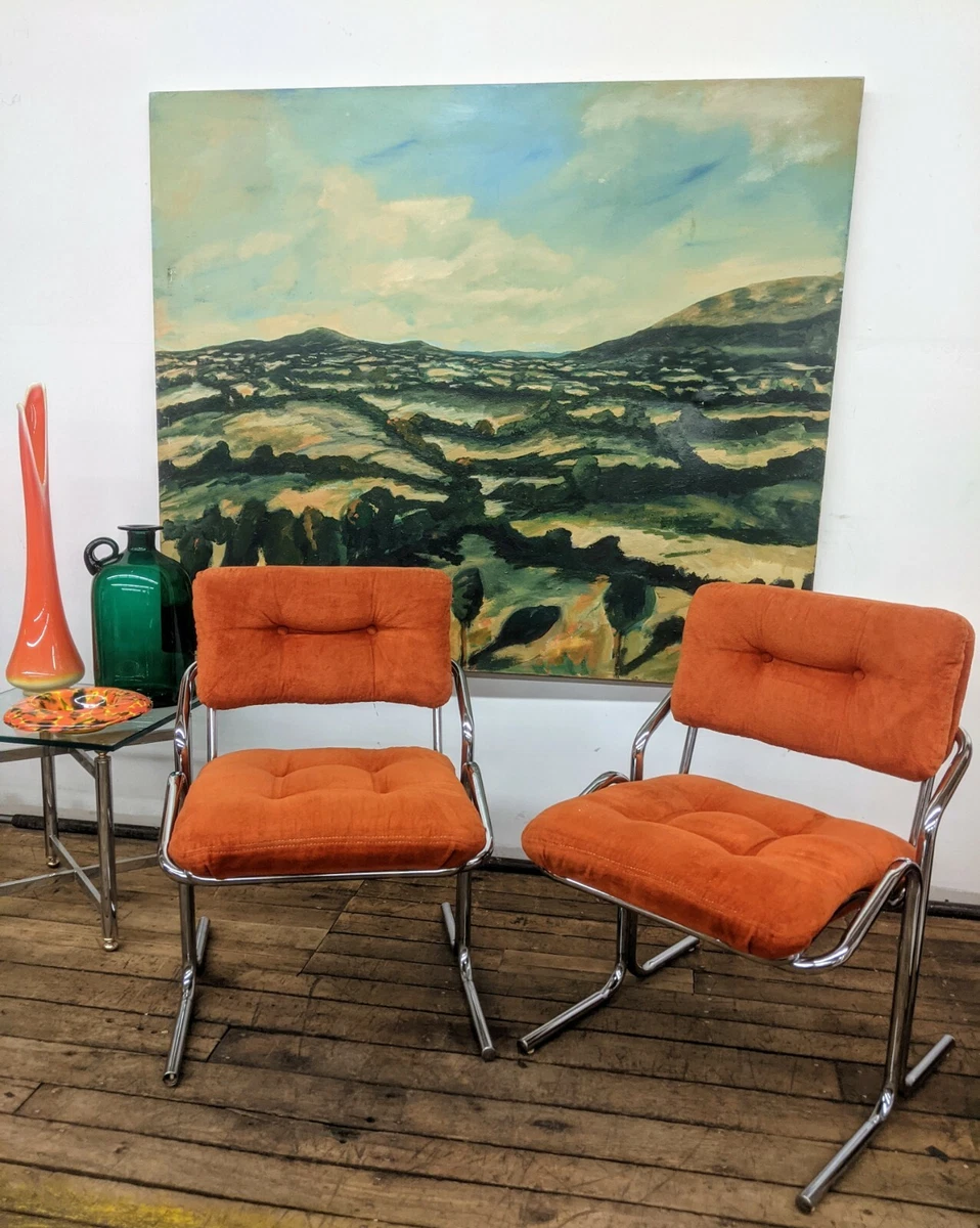 Vintage 1979 Jerry Johnson Chrome Chairs mcm baughman Atomic