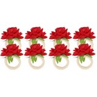 8 pcs Flower Rose Napkin Rings Artificial Flower Napkin Rings Holder Wedding