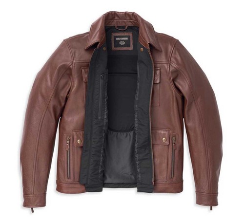 Harley-Davidson Men's Portage Midweight Leather Jacket  Brown 98002 $425 - Picture 3 of 4