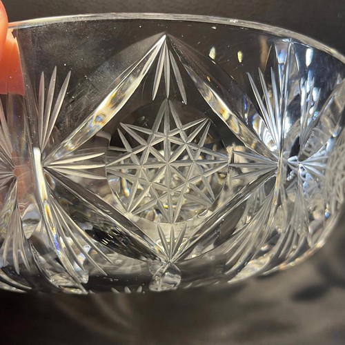 Cuenco de cristal Bohemia cuenco de vidrio cortado vintage con estrella de David - Imagen 4 de 9