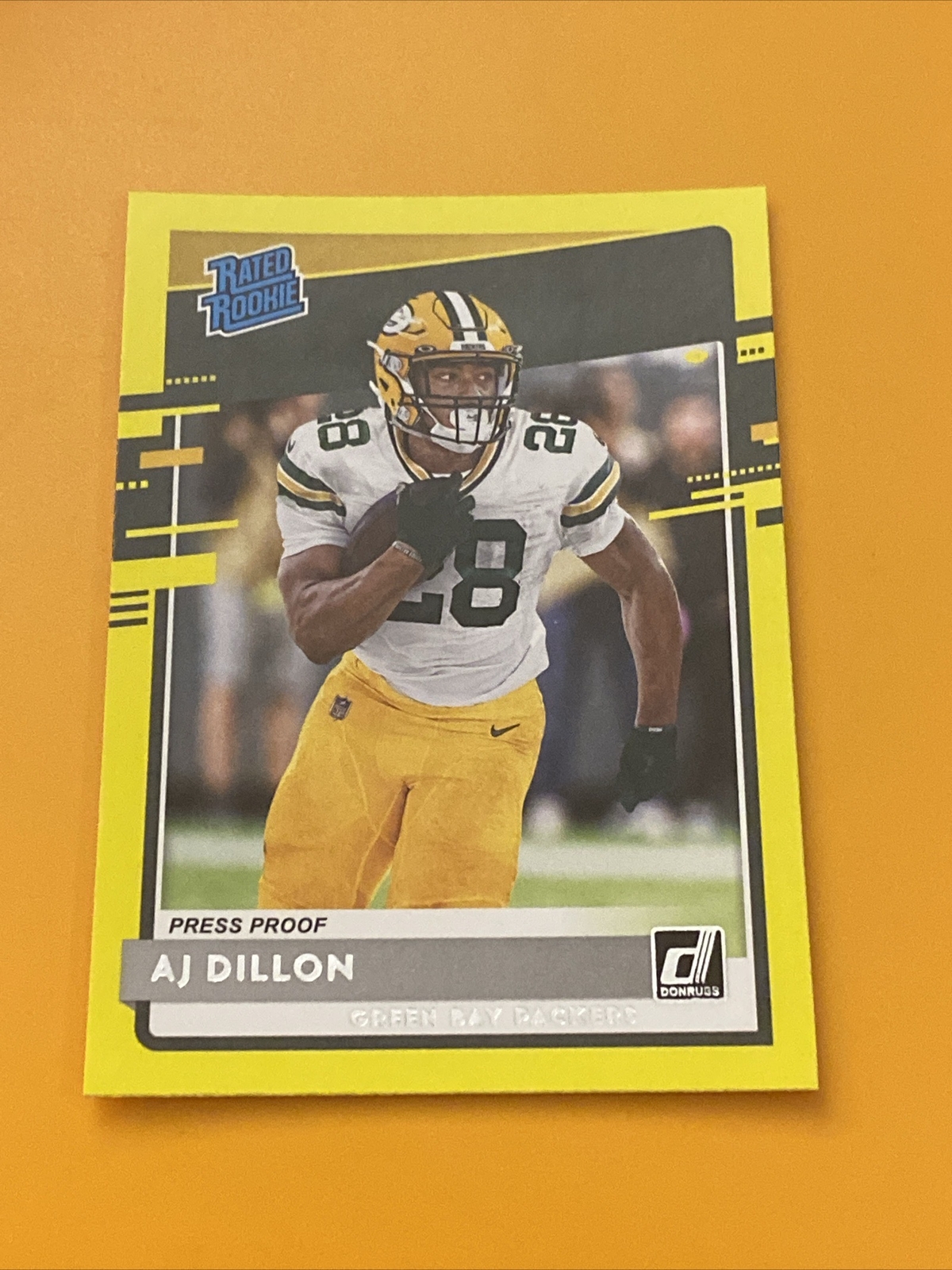 2020 Donruss AJ Dillon Yellow Press Proof RC #324 PACKERS