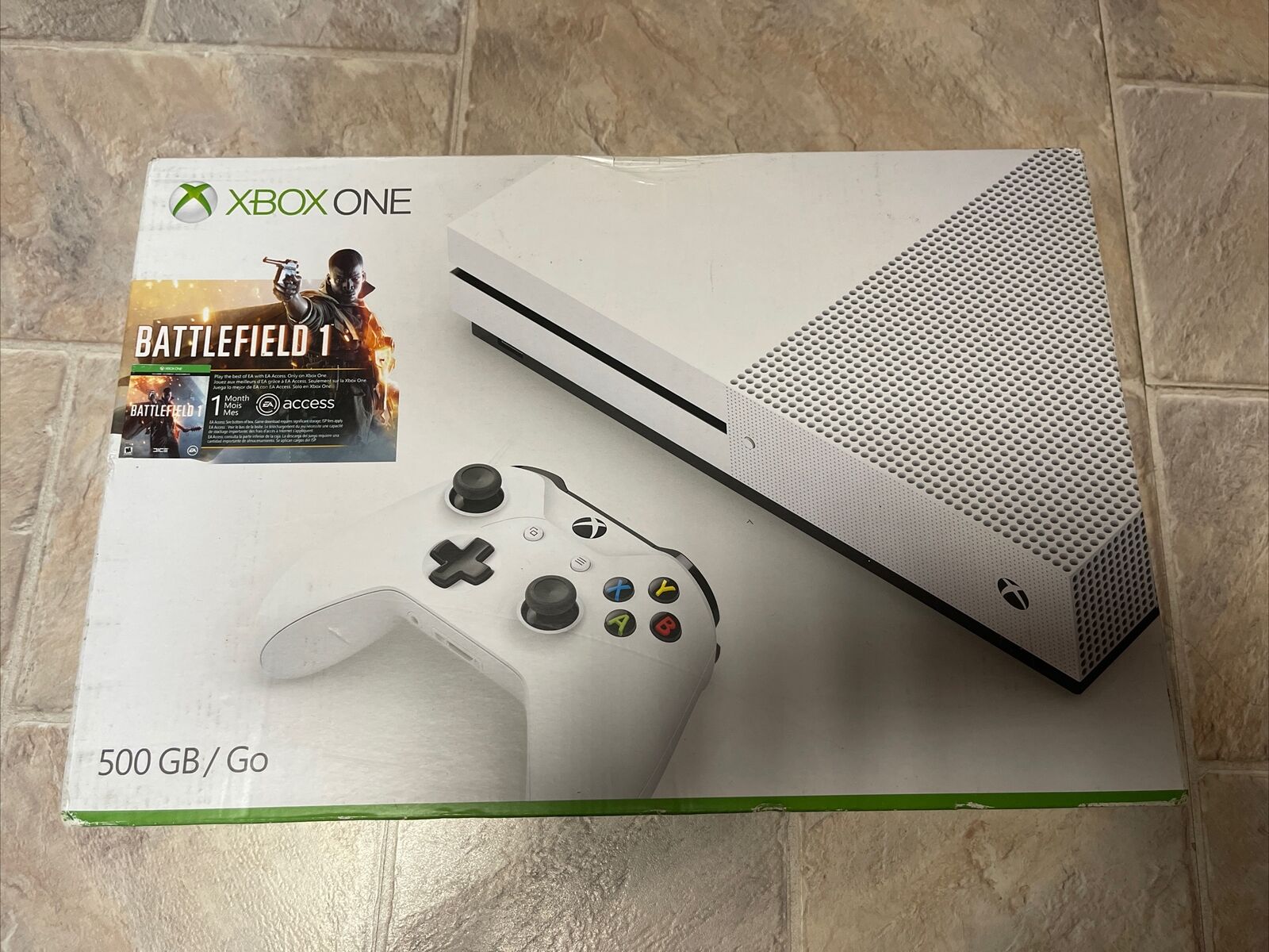 Microsoft Xbox One S 500GB Gaming Console White 2 Controller Included with  Battlefield 1 BOLT AXTION Bundle Used 