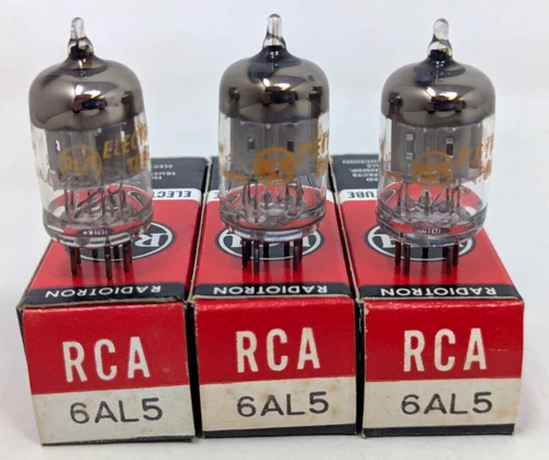 Vintage RCA Radiotron 6AL5 Audio Radio Amplifier Electron Vacuum Tube 3 Lot