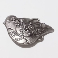 Relic Signed Silver Tone Flower Embossed Bird Belt Buckle