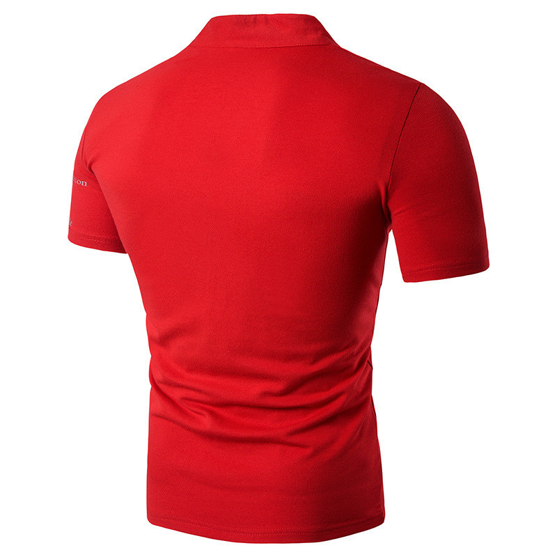 Men's Slim Fit V-Neck T-Shirt - Short Sleeve Casual Tee With Letter Print | Asian Size