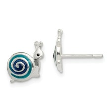 .925 Sterling Silver Children's 9mm Enameled Snail Post Earrings Kid's Jewelry