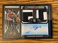 2022-23 Panini Obsidian Shaedon Sharpe FOTL Electric Etch Blue RPA #RJI-PSS 3/16