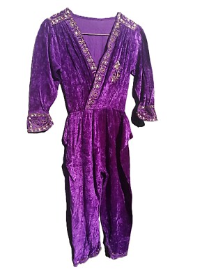 Children's Jumpsuit Crushed Velour Purple Bohemian Dance Costume AS IS