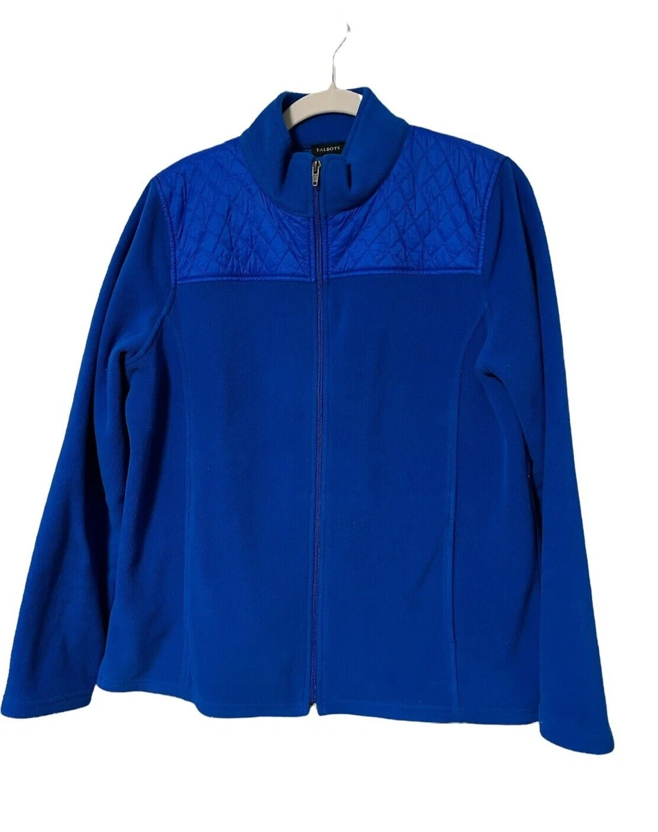 TALBOTS Royal Blue Quilted Plush Fleece Jacket Womens Size Large