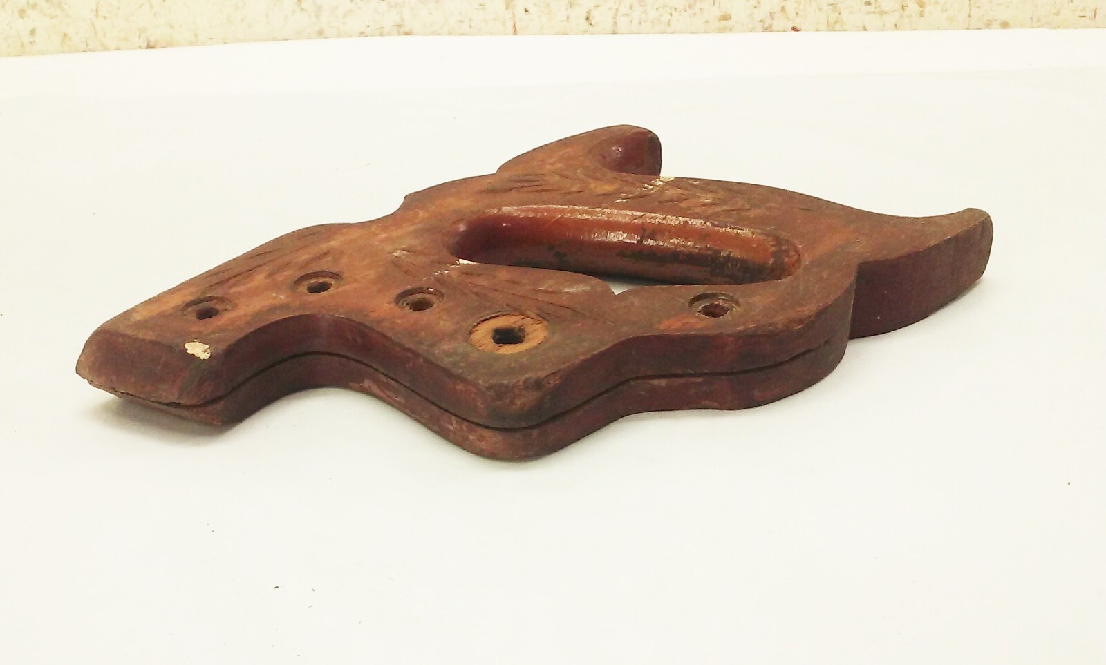 Vtg Disston USA hand saw wood handle 5 screw D-Series