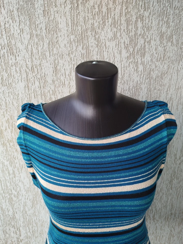 Top Miss Sixty Sin Mangas Espalda Abierta Azul Rayas Viscosa De Colección Y2K 00s Talla L Foto 4 de 4