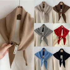 Wool Knitted Triangular Scarf Warm Shawl for Women Triangle Knit Scarves Winter'