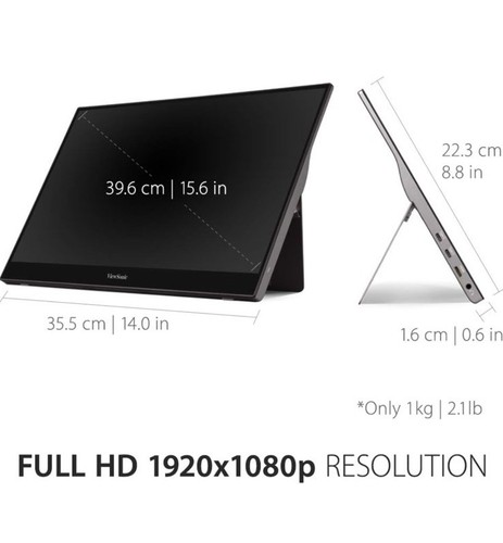 ViewSonic TD1655 16-inch Full HD portable Touch screen USB C Monitor Display New - 第 6/8 張圖片