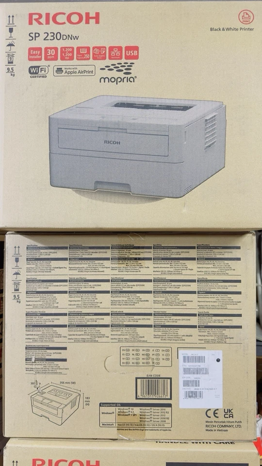 RICOH SP 230DNw NUOVA STAMPANTE LASER B/N A4 30ppm 1200x1200 DPI LAN WI-FI - Immagine 2 di 2